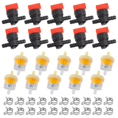 Wyevee 10pcs quarter-inch fuel shut-off valves close-up for quick fuel control.