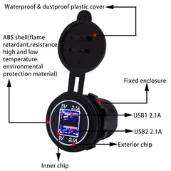 WYMECT dual USB car charger delivers 5V 4.2A total.