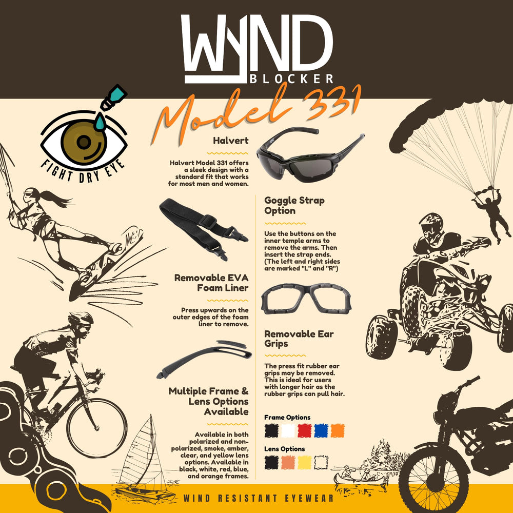 WYND Blocker backstrap converts glasses to goggles for secure riding.
