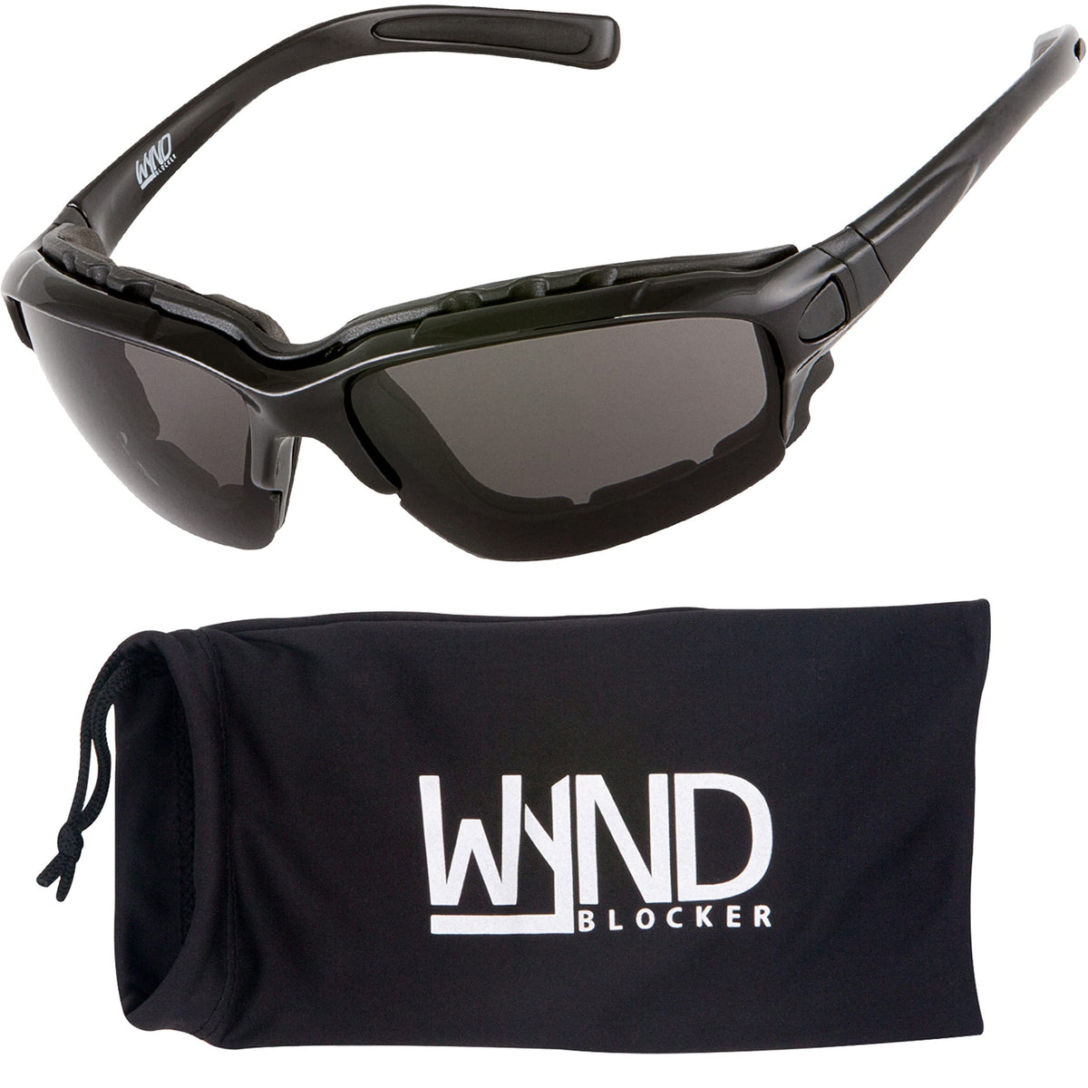 WYND Blocker glasses front view with smoke lenses for all-day outdoor riding comfort