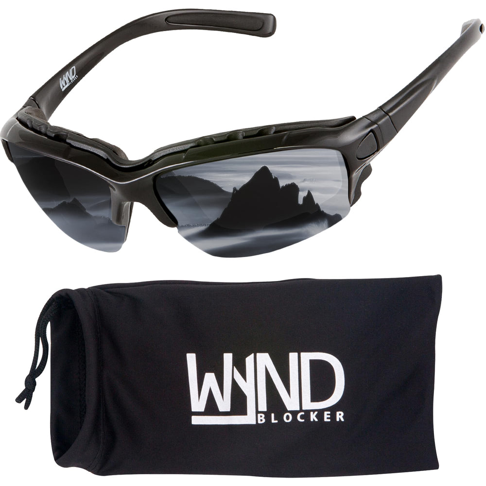 WYND Blocker motorcycle riding glasses with silver mirror lenses for enhanced visibility