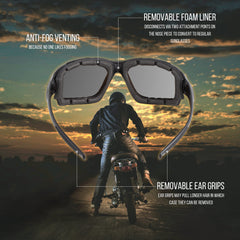 WYND Blocker glasses side profile showing wrap design and secure fit during rides