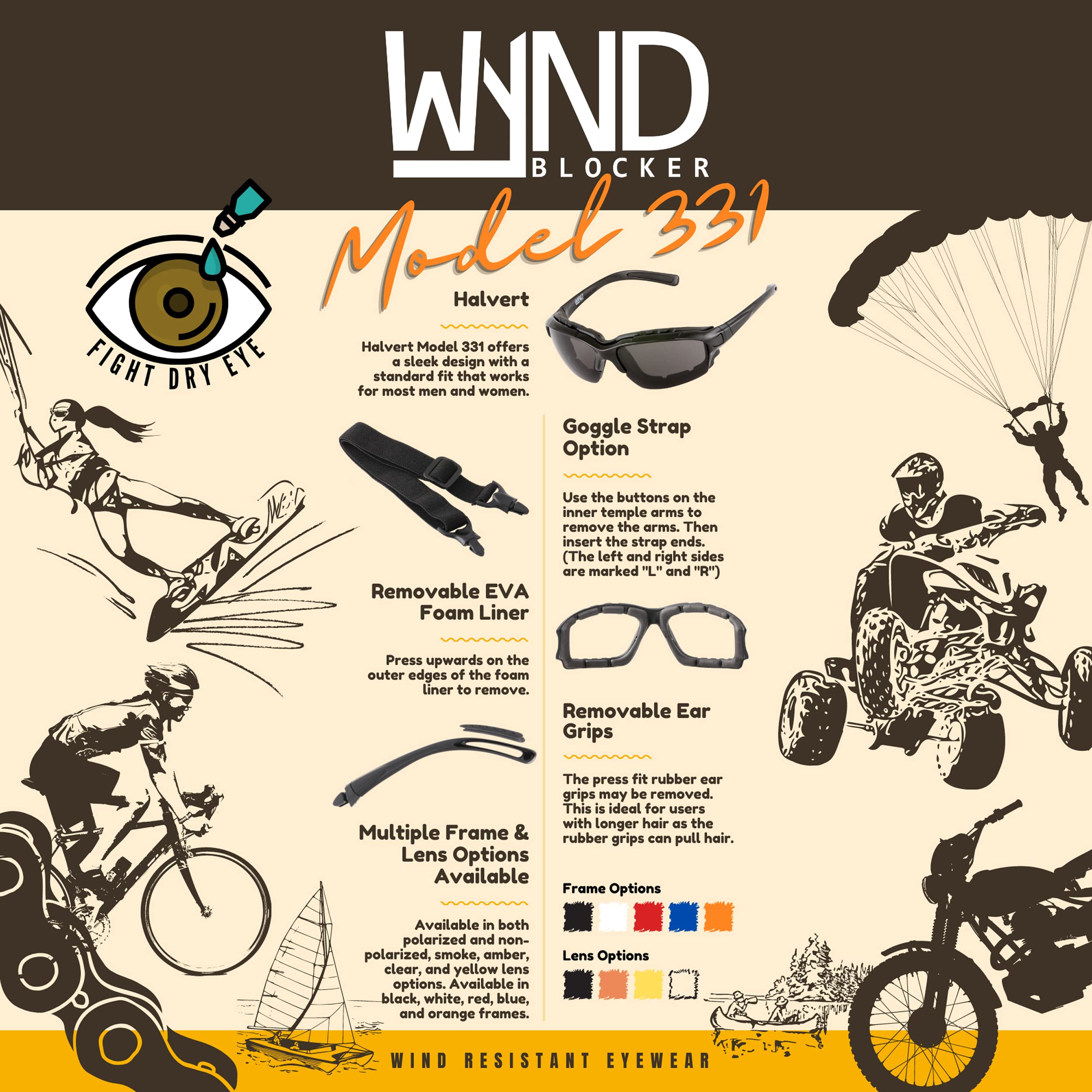 WYND Blocker rubberized ear pieces provide stable grip during long rides