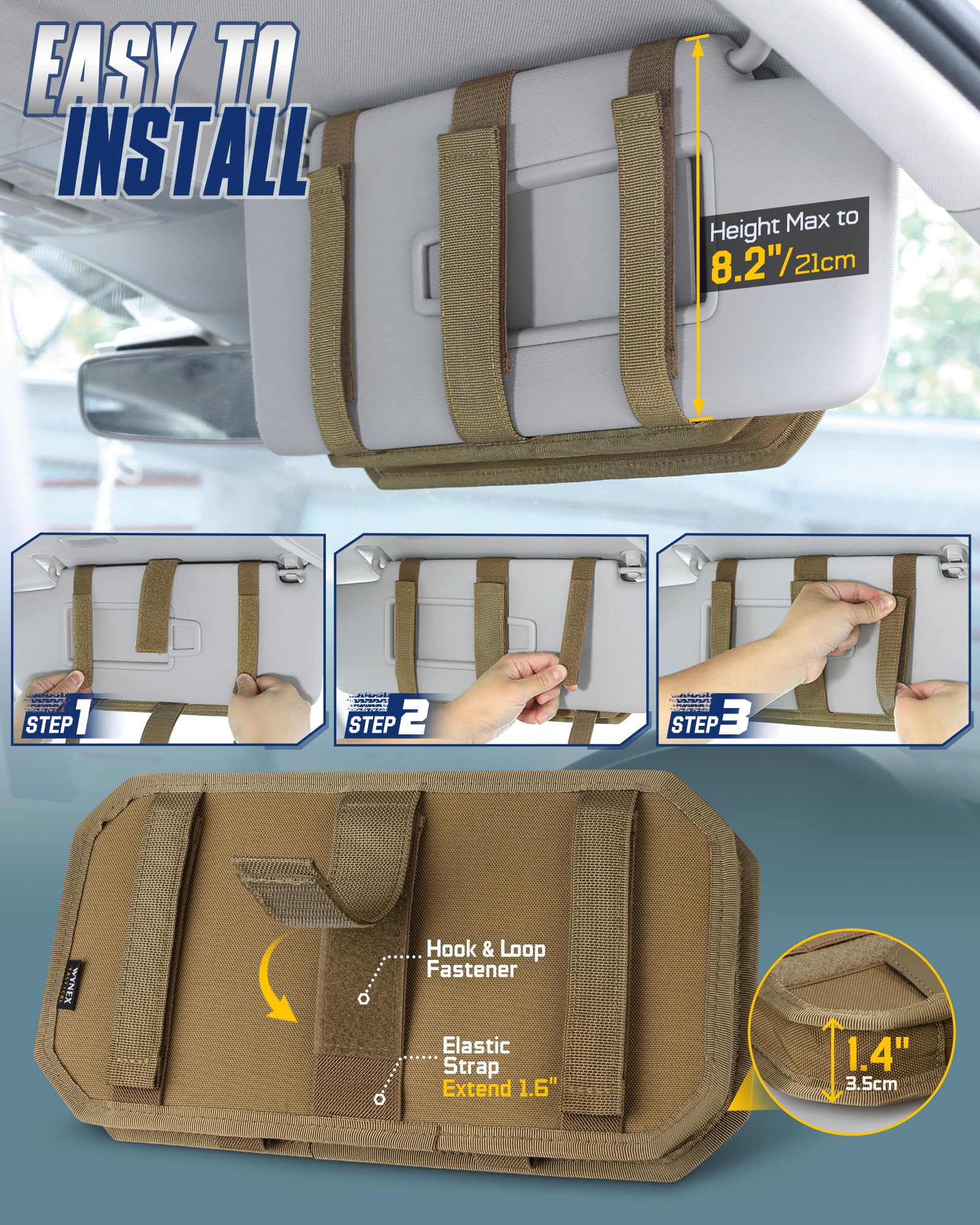 WYNEX adjustable straps fit most visors securely for easy setup.