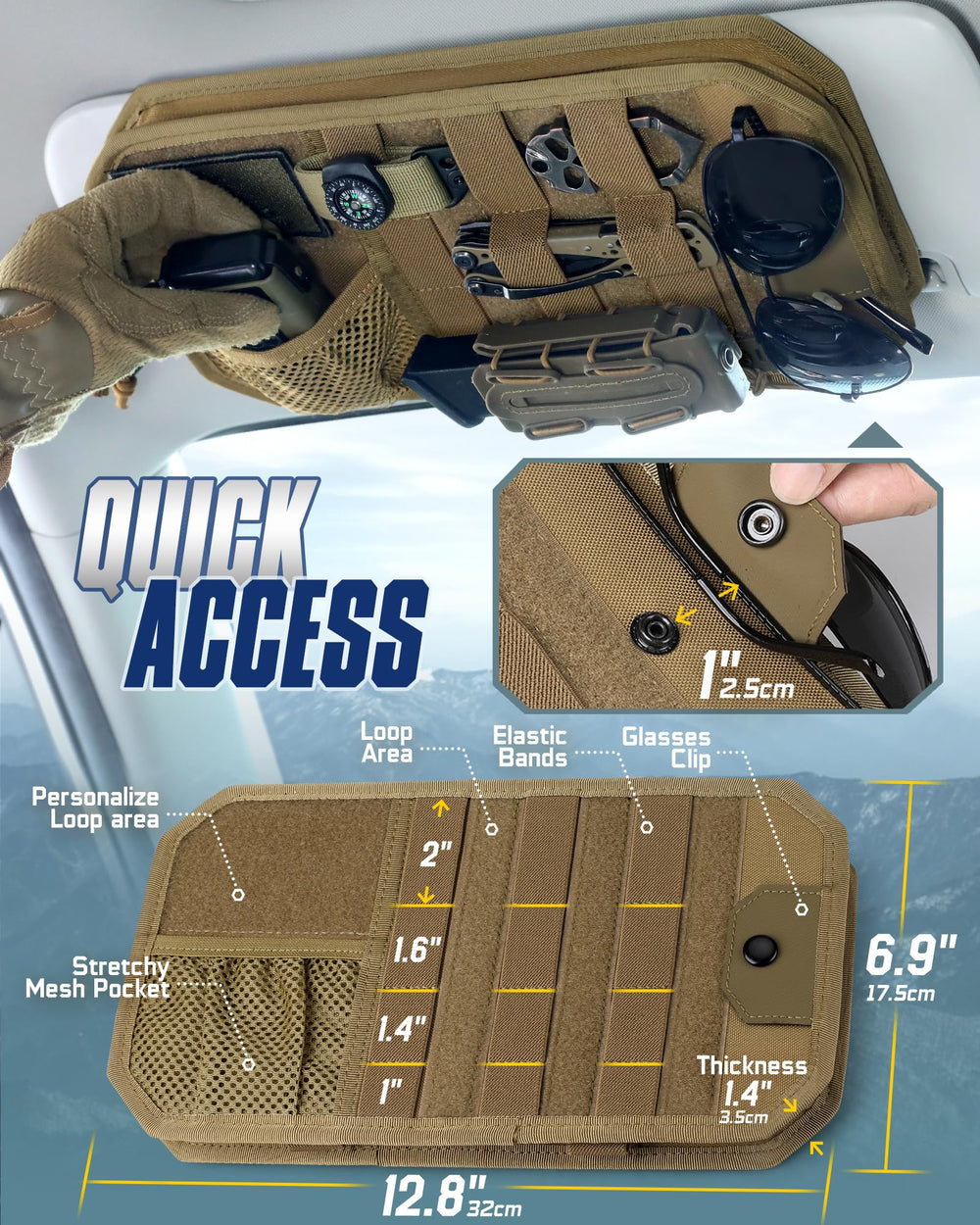 WYNEX glasses holder keeps eyewear safe within the visor organizer.