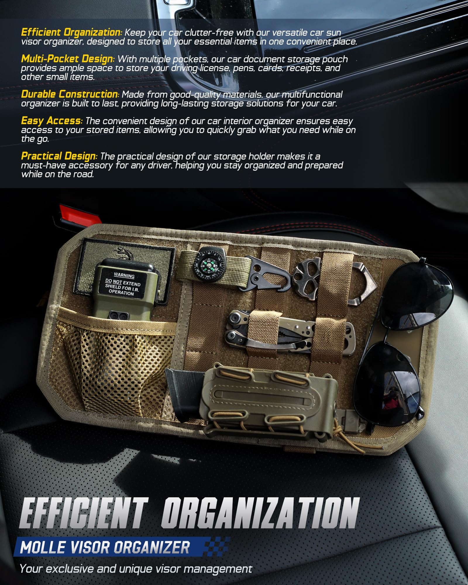 WYNEX tactical car accessory for outdoorsy drivers and daily commutes.