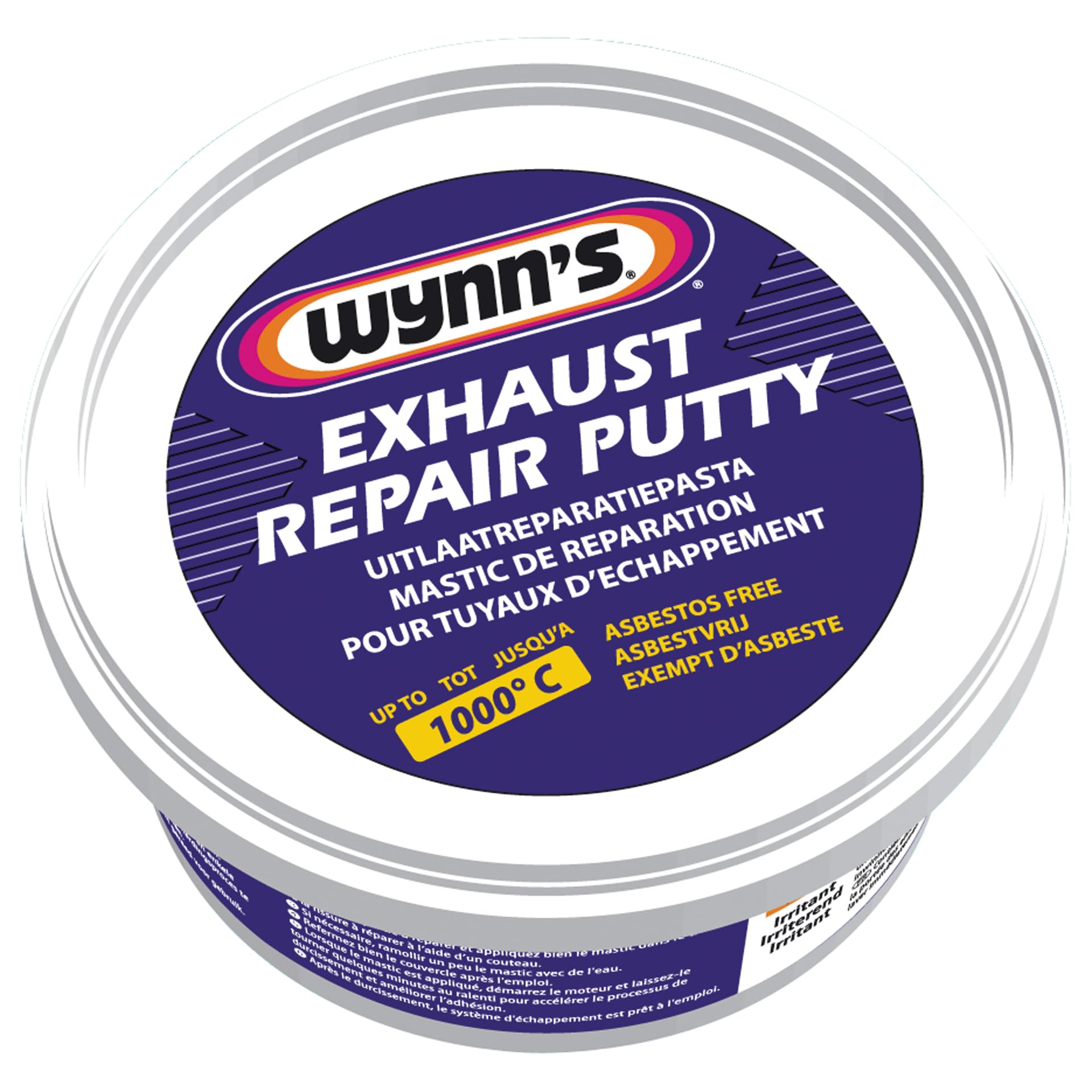 Wynn's Exhaust Repair Putty seals a gray repair to prevent leaks and resist water damage.