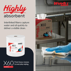 WypAll General Clean X60 contains no adhesives or binders, leaving no residues.