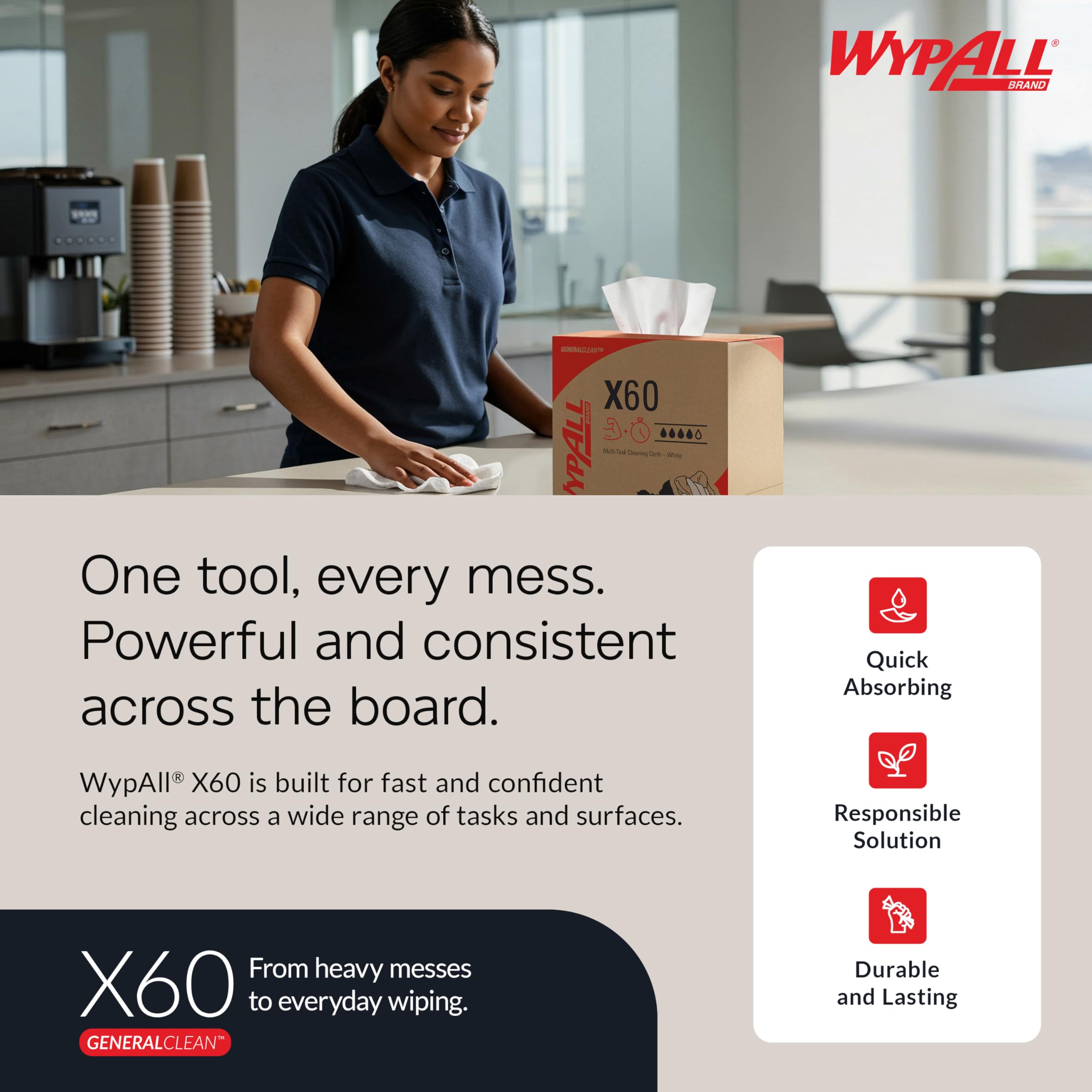 WypAll General Clean X60 handles thinners and solvents with care.