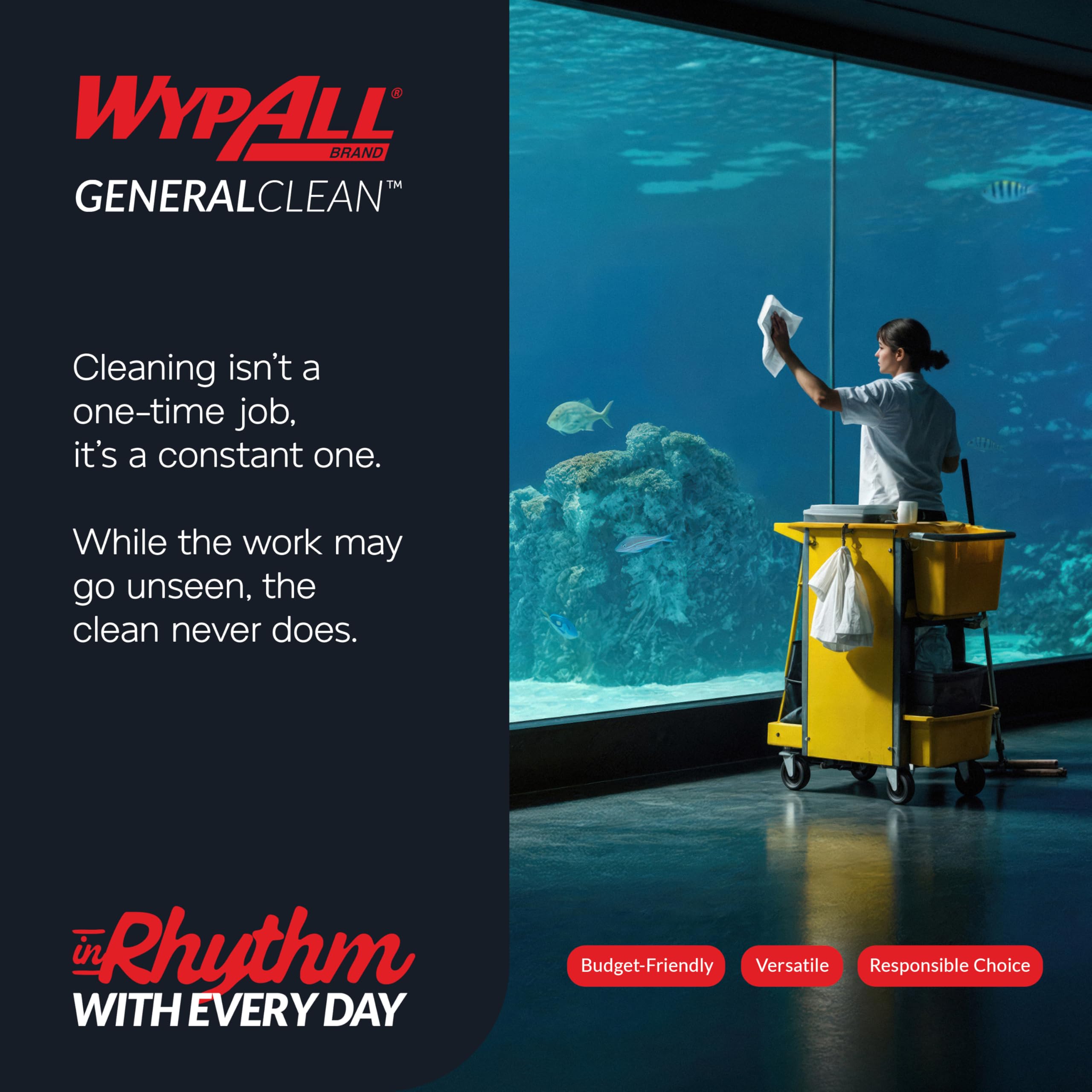 WypAll General Clean X60 white cloths offering lightweight handling and absorption.
