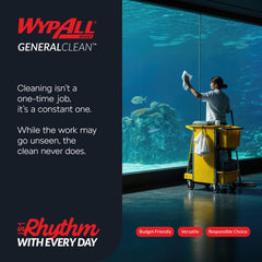 WypAll General Clean X60 white cloths offering lightweight handling and absorption.