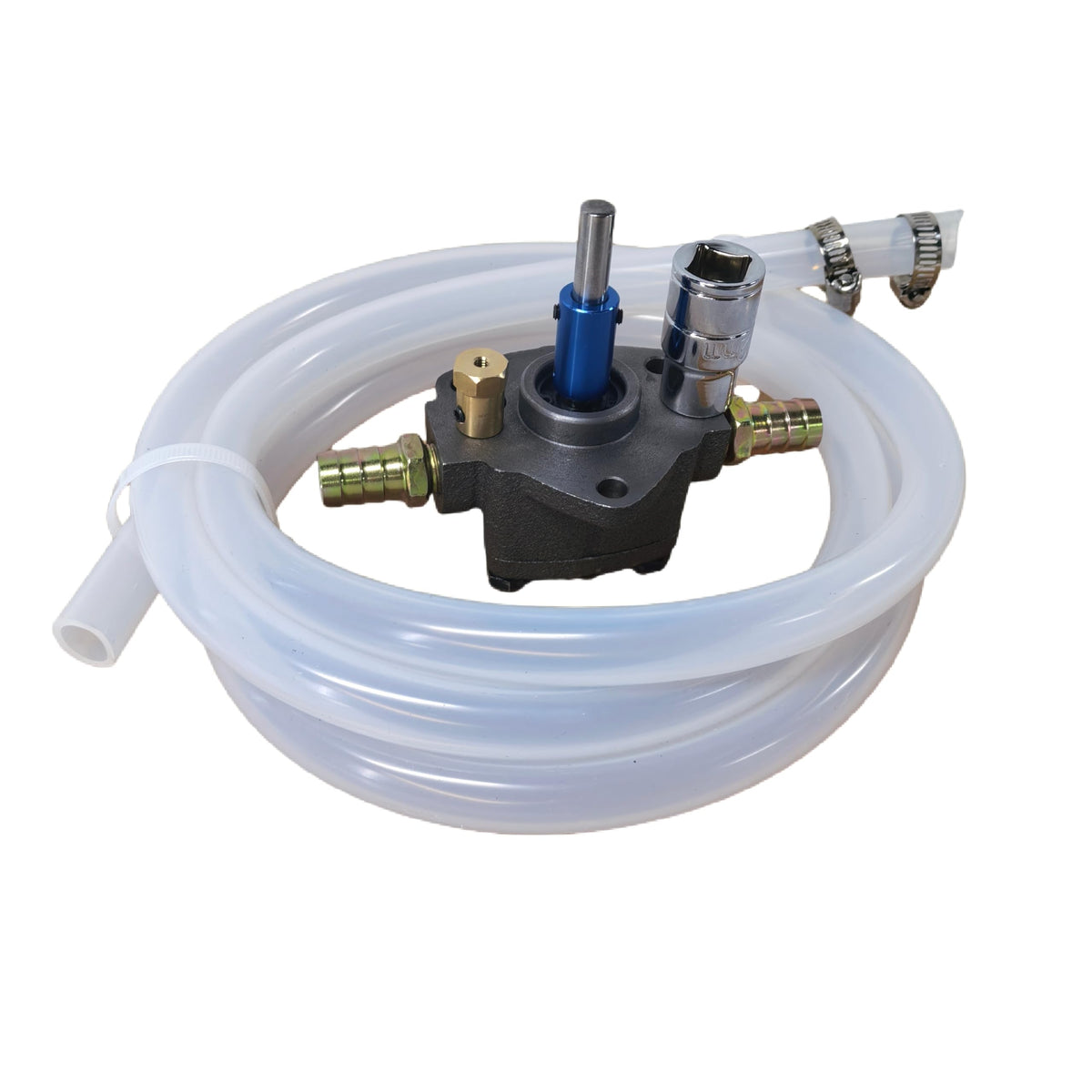 WZHLCX self-priming oil pump overview shows durable cast iron construction.