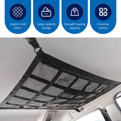 WZP Car Ceiling Cargo Net adjustable D rings for secure setup.