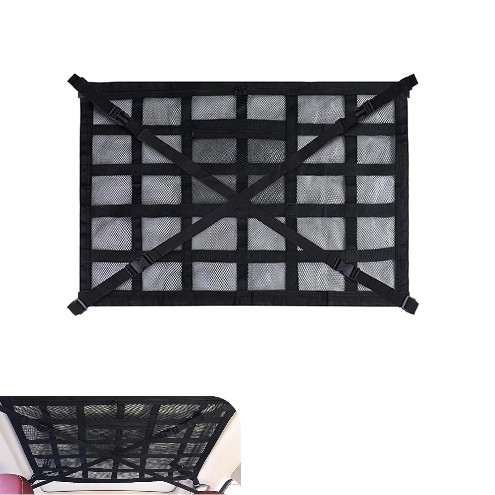 WZP Car Ceiling Cargo Net main pocket for organized road trip storage.