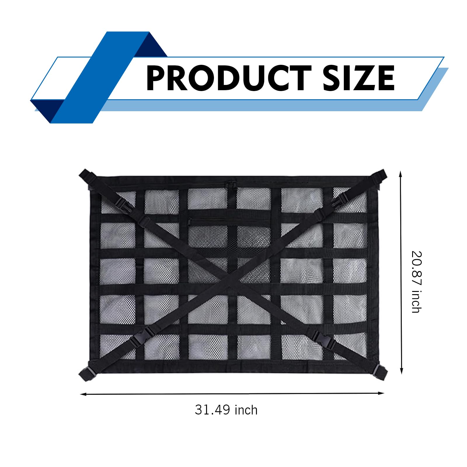 WZP Car Ceiling Cargo Net with multiple pockets for clutter free trips.