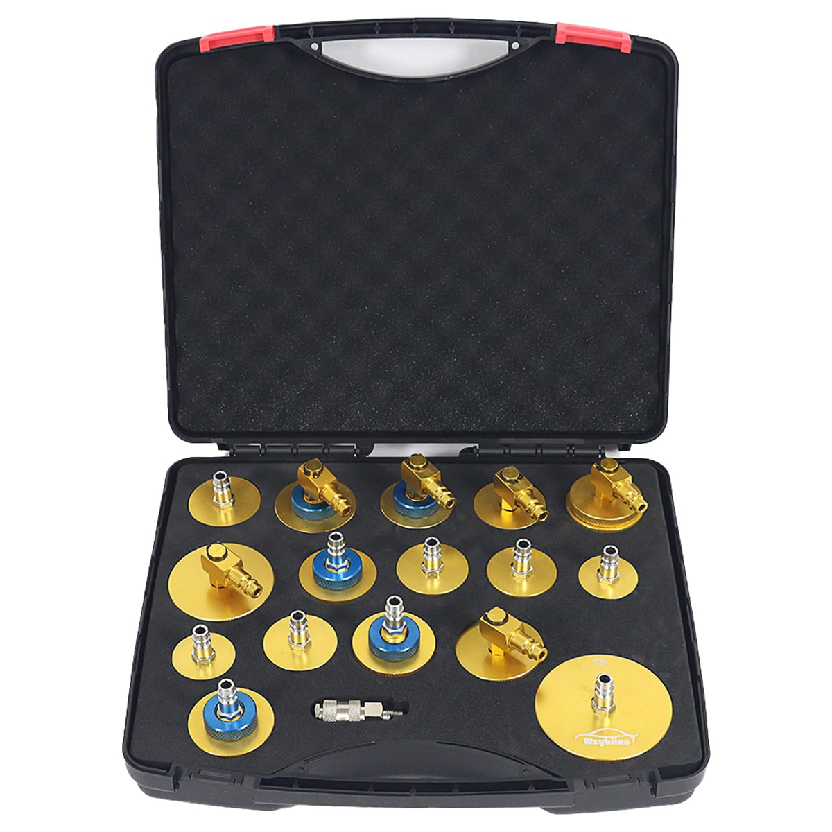 Wzyblixo 17 Pcs brake bleeder kit organized for fast setup and transport