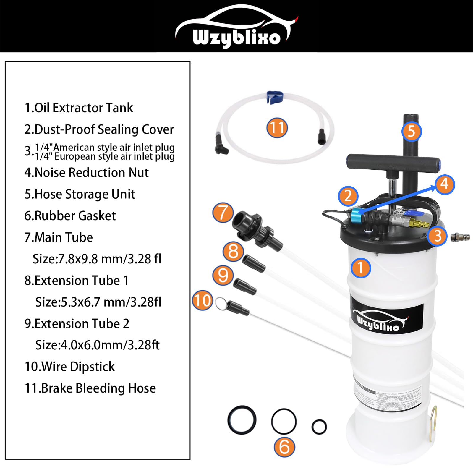 Extended suction hose enables thorough oil extraction with the Wzyblixo unit