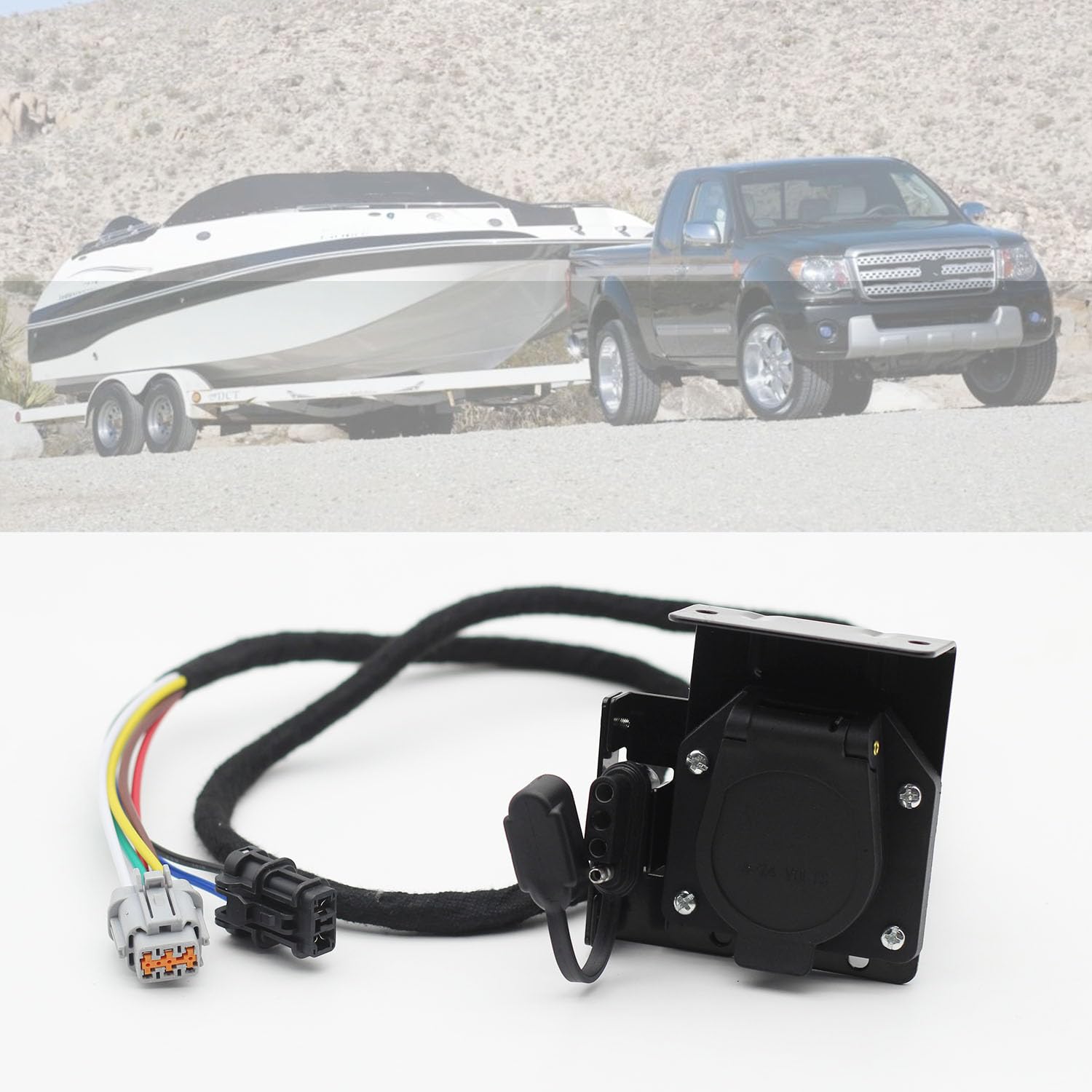 Wzytshun harness installed on Nissan Frontier showing towing readiness.