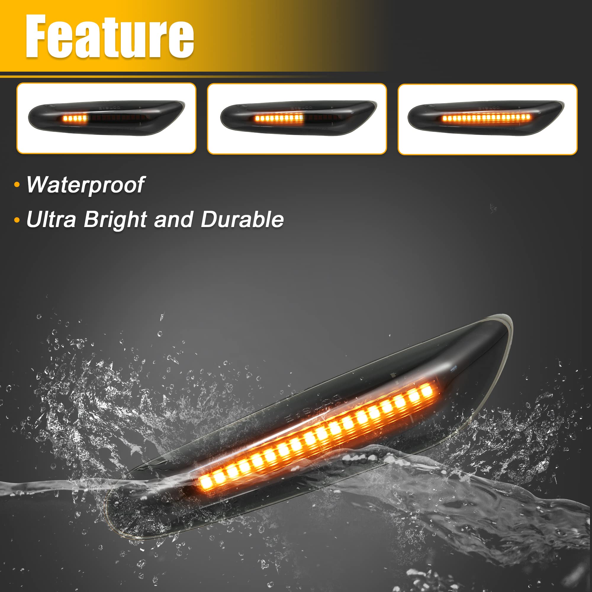 X AUTOHAUX 2pcs side turn signal installation for BMW left and right
