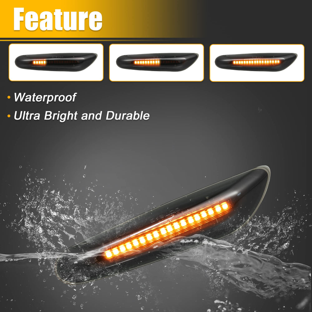 X AUTOHAUX 2pcs side turn signal installation for BMW left and right
