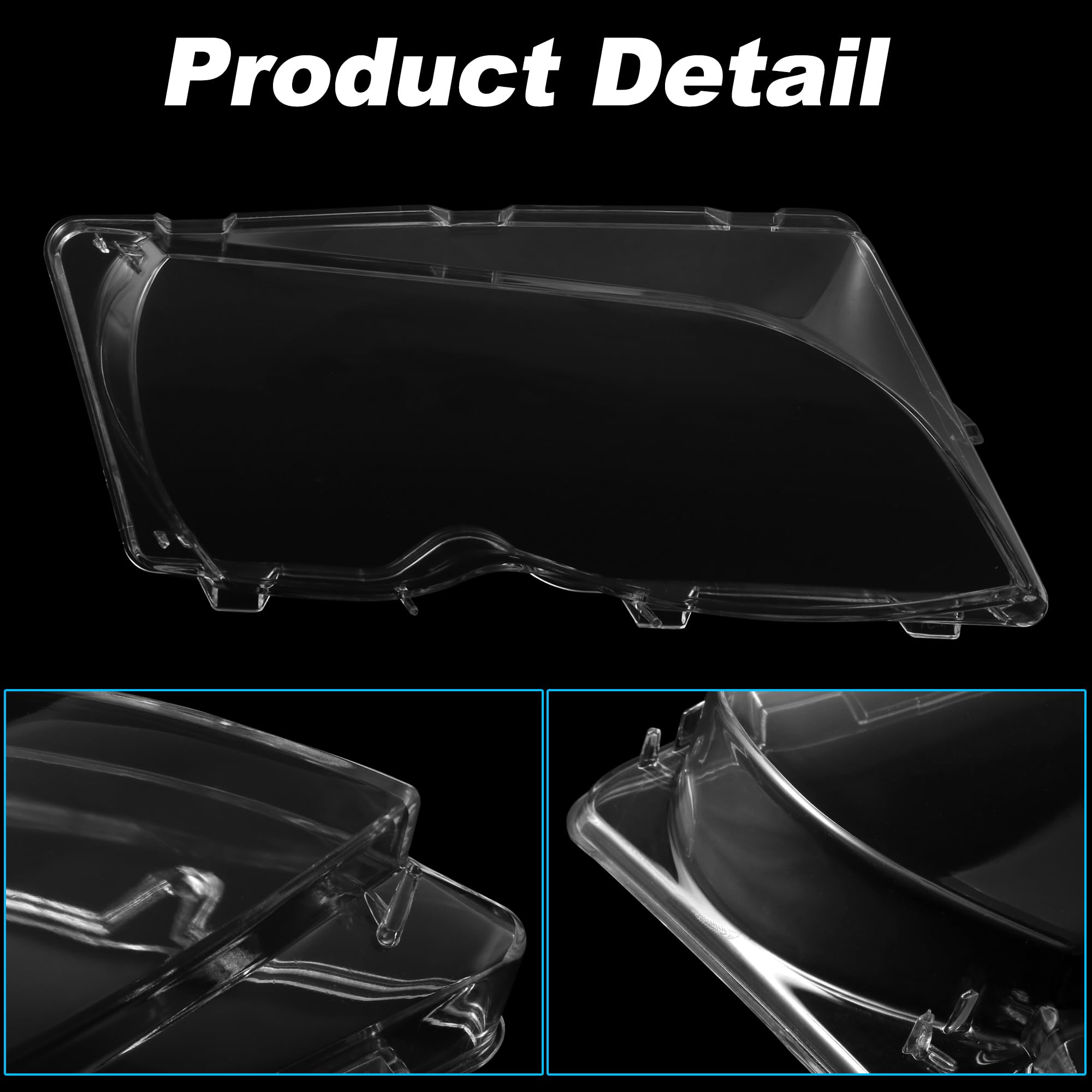 X AUTOHAUX BMW headlight lens shell maintains clarity with a clear finish.