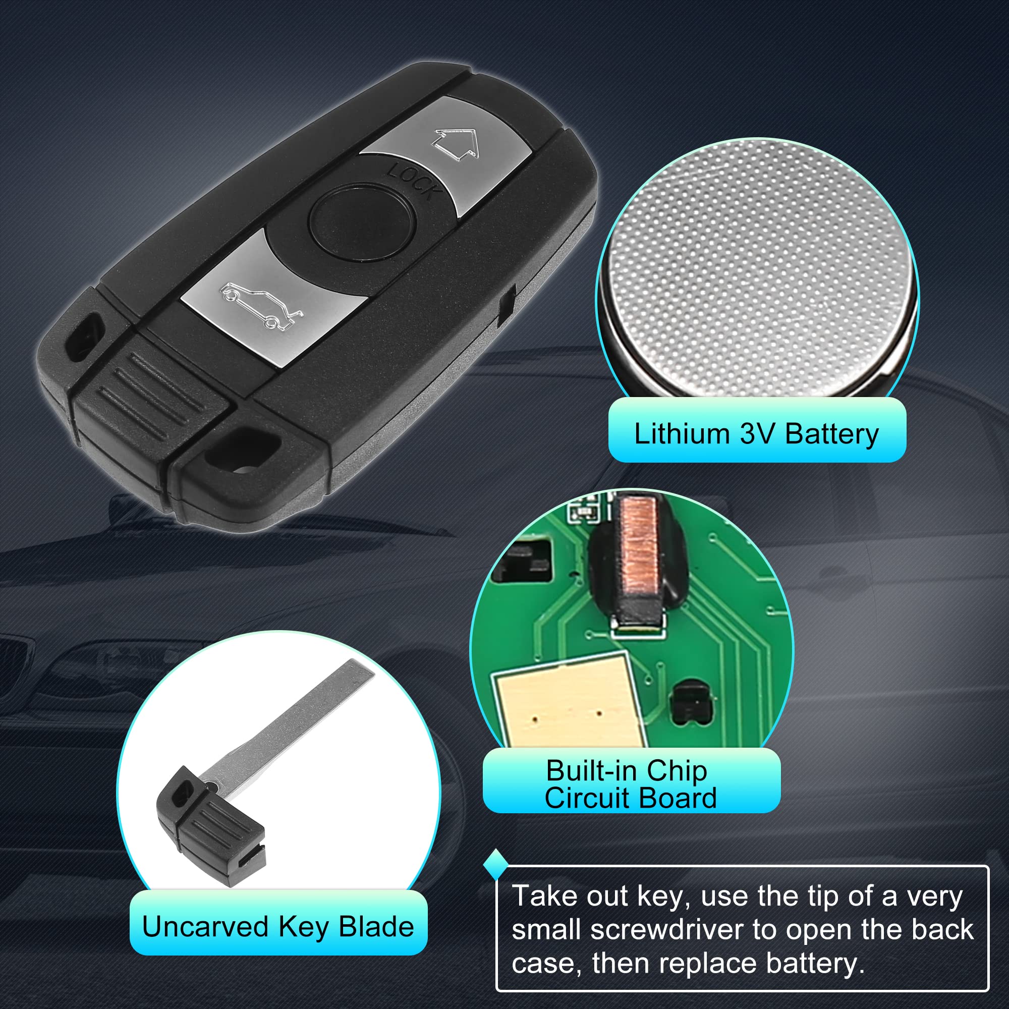 X AUTOHAUX BMW KR55WK49127 remote with 3 buttons for lock, unlock, trunk.