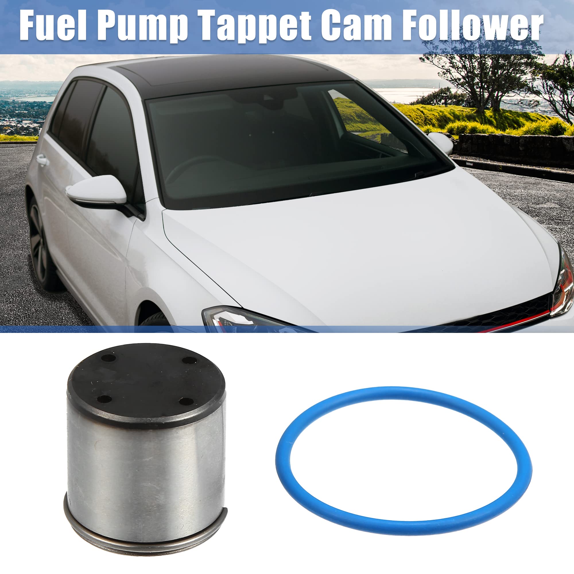 X AUTOHAUX cam follower with O-ring installed, sealing for high-pressure fuel system.