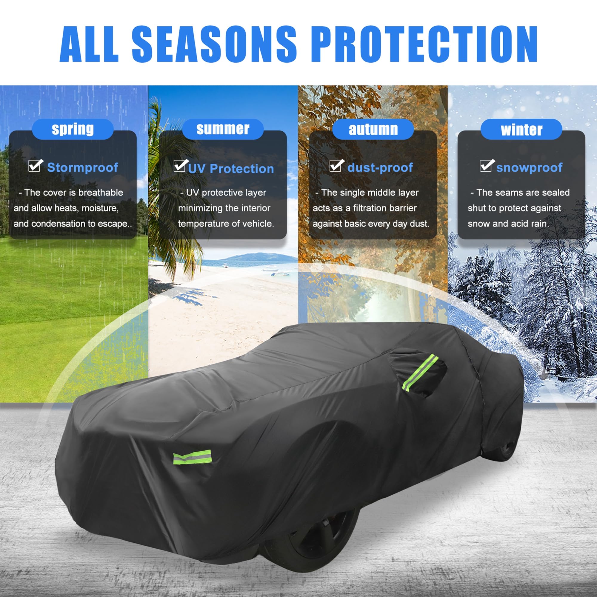 X AUTOHAUX Camaro cover 210D fabric for durable all weather shielding.