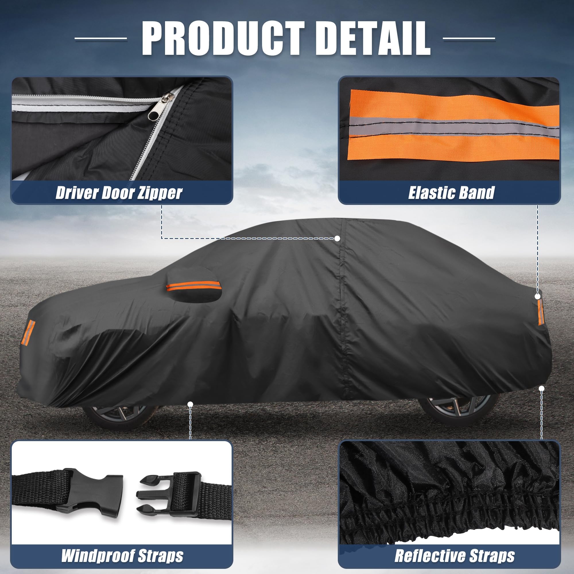 X AUTOHAUX Camry cover door zipper enables quick interior access.