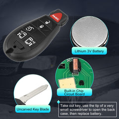 Dodge Grand Caravan compatible fob with built-in chip for responsive access.