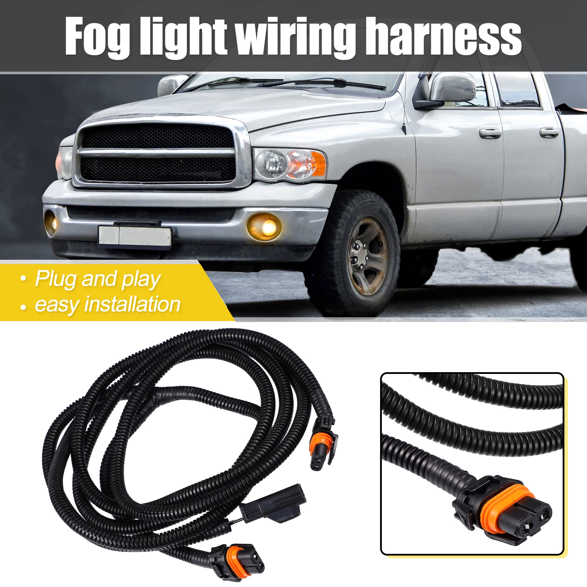 X AUTOHAUX fog light wiring harness right side for Dodge Ram 1500-5500; reliability improvement.
