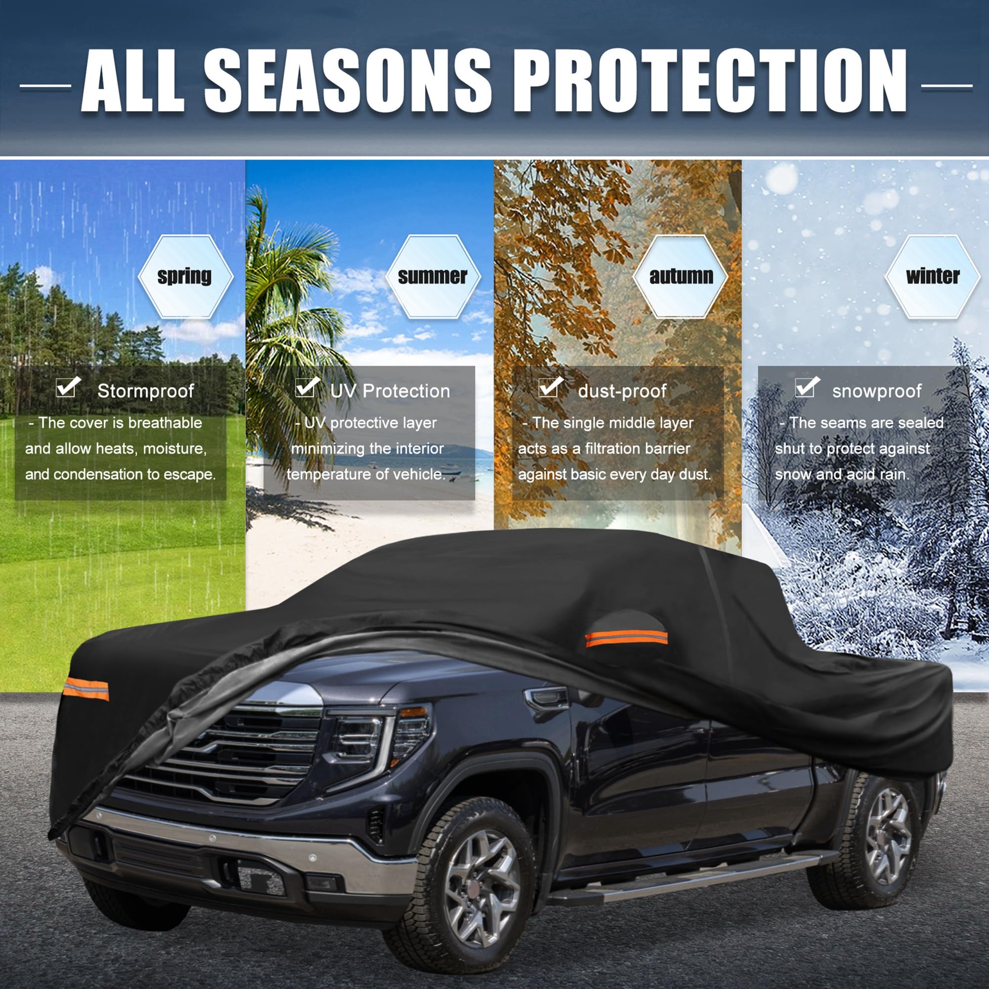 X AUTOHAUX GMC Sierra Crew Cab cover with door zipper for easy access