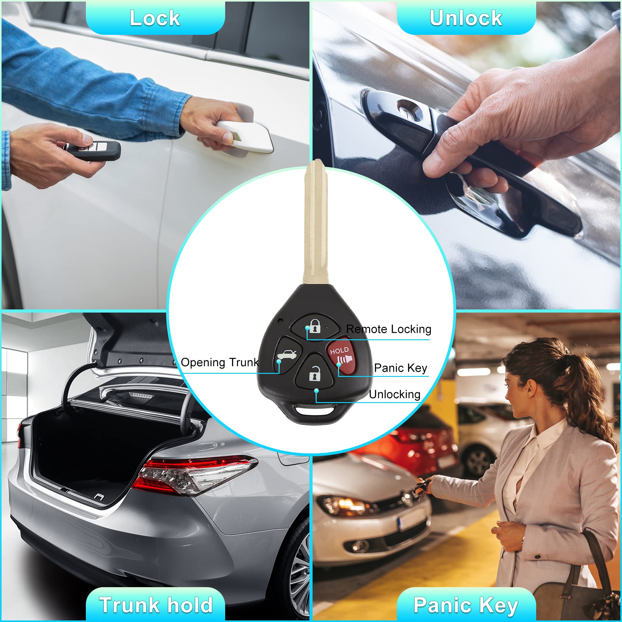 X AutoHaux GQ4-29T remote for Toyota Matrix 2010, compact control in hand.