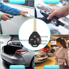 X AutoHaux GQ4-29T remote for Toyota Matrix 2010, compact control in hand.