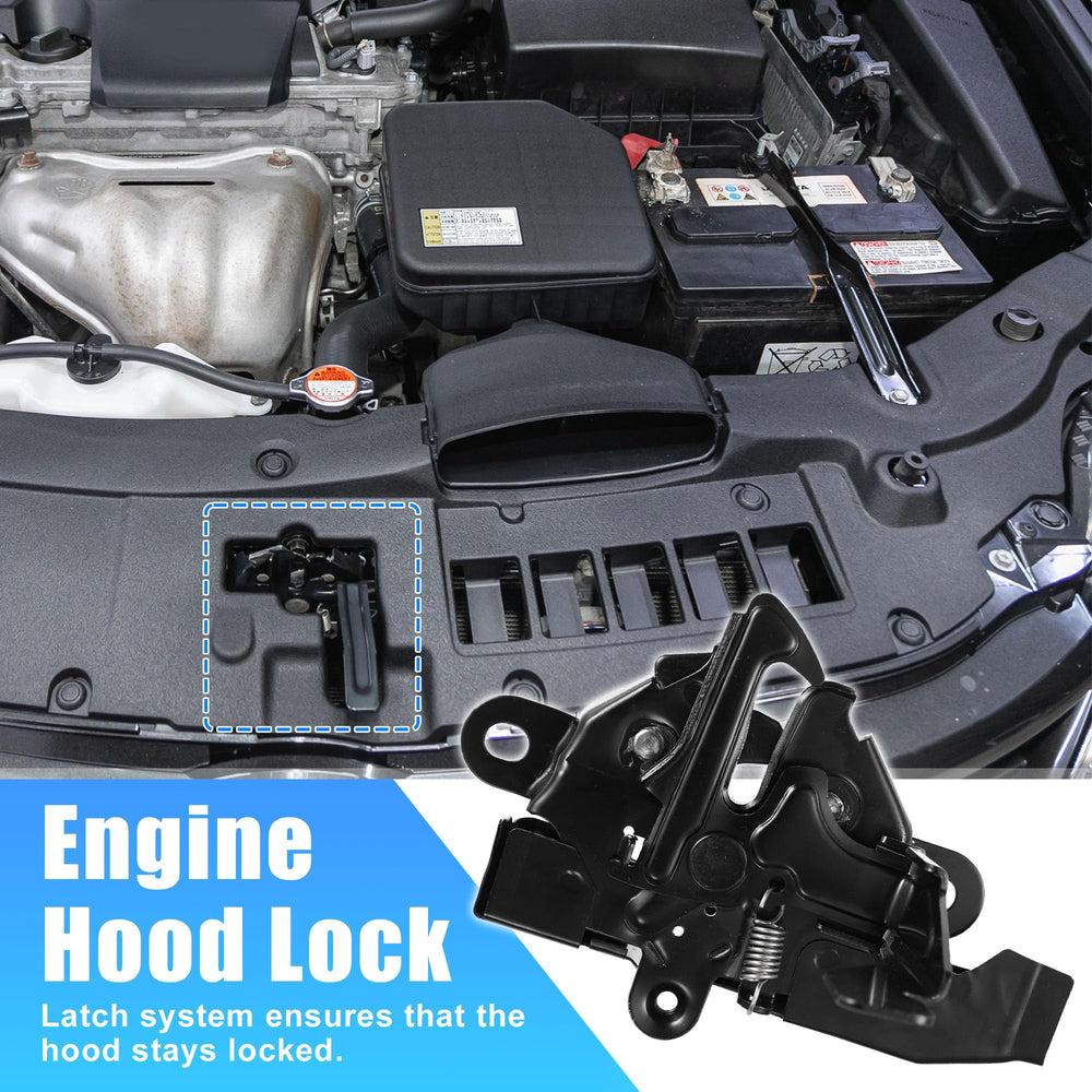 Installed hood latch assembly on Camry 2015-2017 demonstrates precise fit.