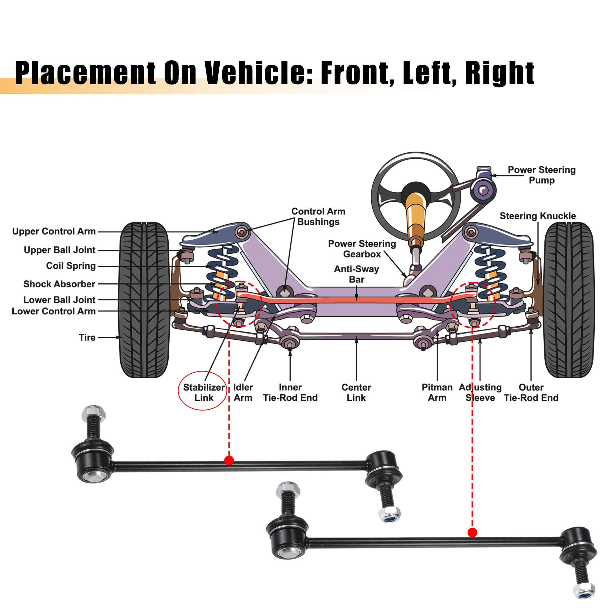 X AUTOHAUX Jeep Compass front sway bar links installed for better cornering.