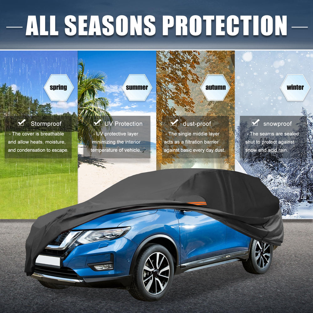 X AUTOHAUX Jeep Grand Cherokee cover—side view keeps rain and dust away.