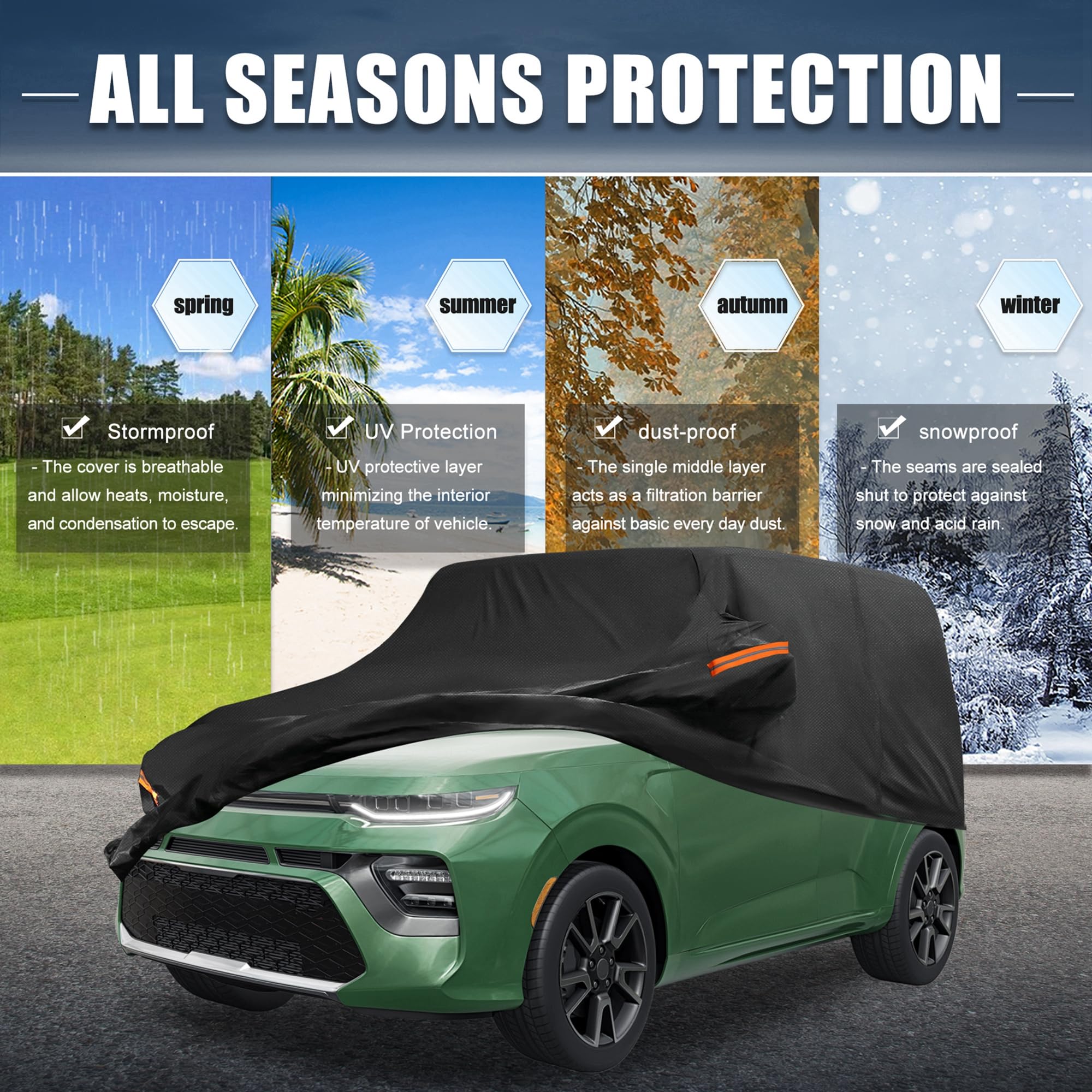 X AUTOHAUX Kia Soul cover with driver door zipper for easy access.
