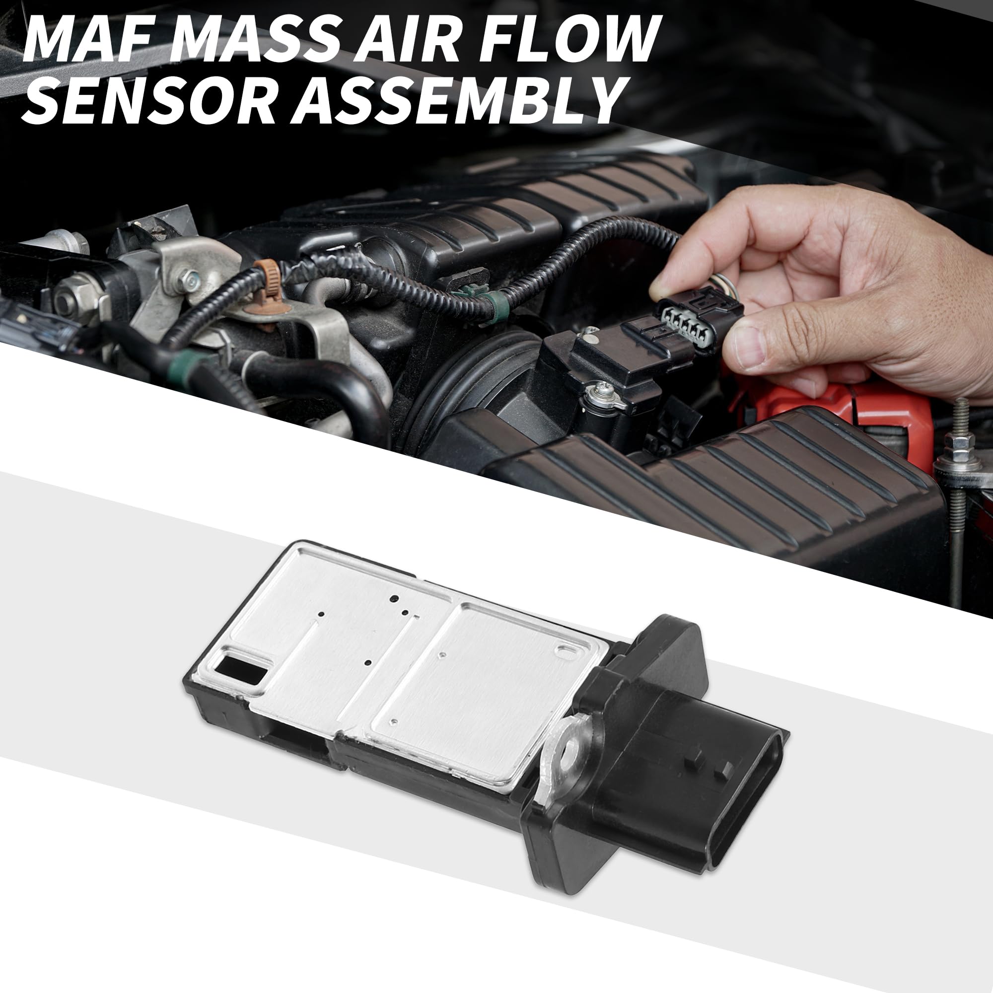 X AUTOHAUX MAF sensor side view illustrating slim profile for tight engine bays