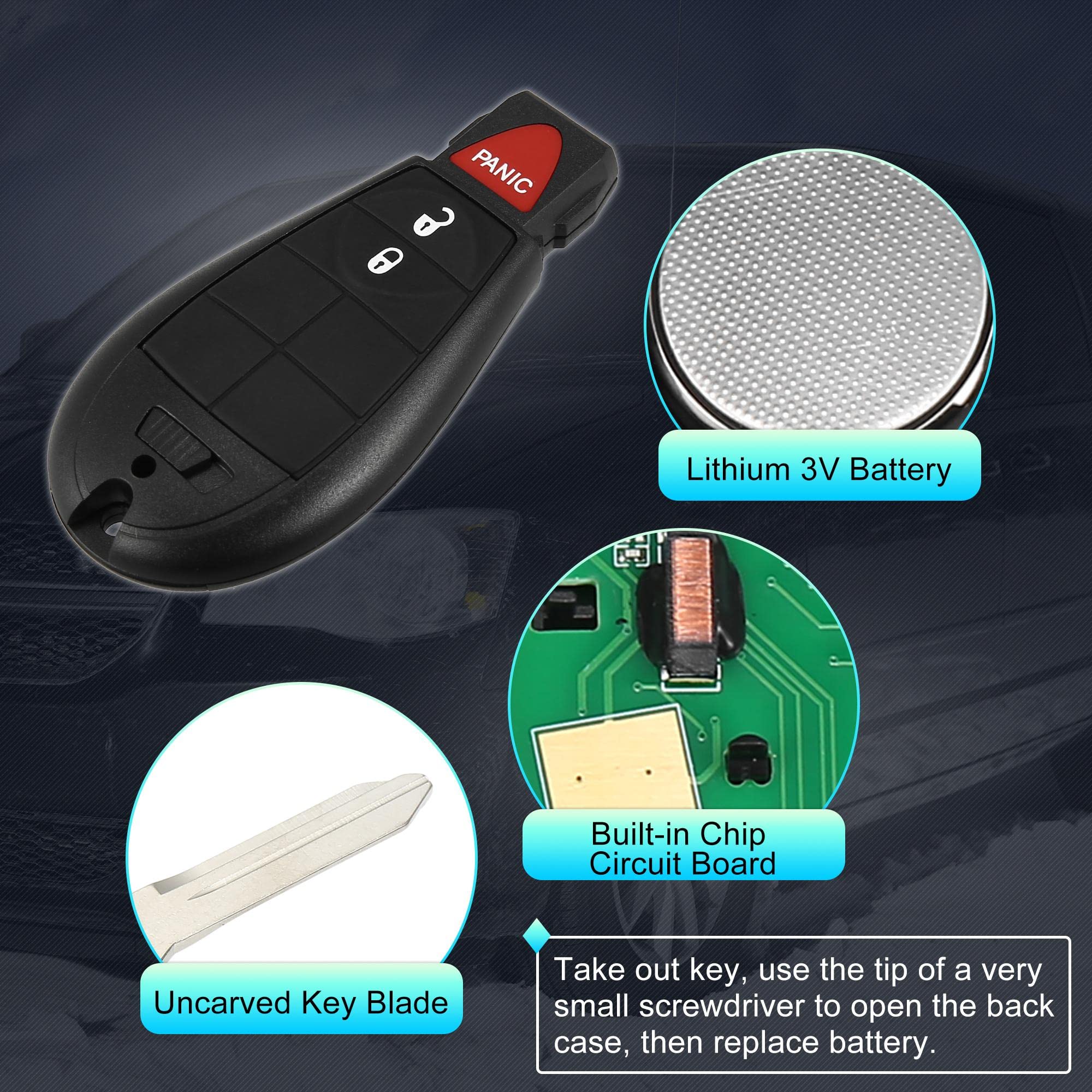 Pack of 2 keyless entry remotes with battery included.