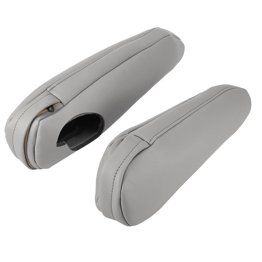 X AUTOHAUX gray leather-look armrest cover enhances cabin feel and style.