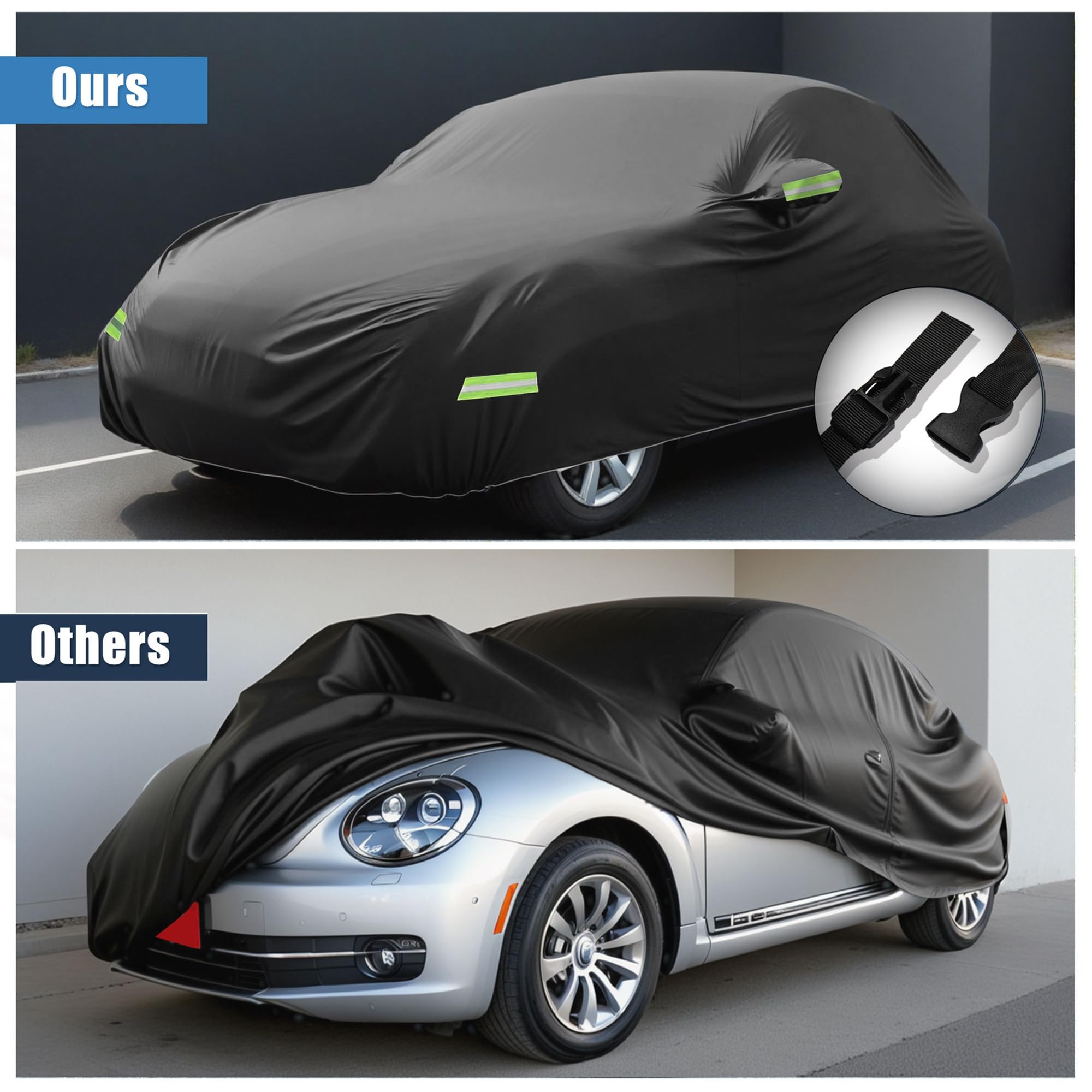 Windproof straps keep the cover secure in windy conditions
