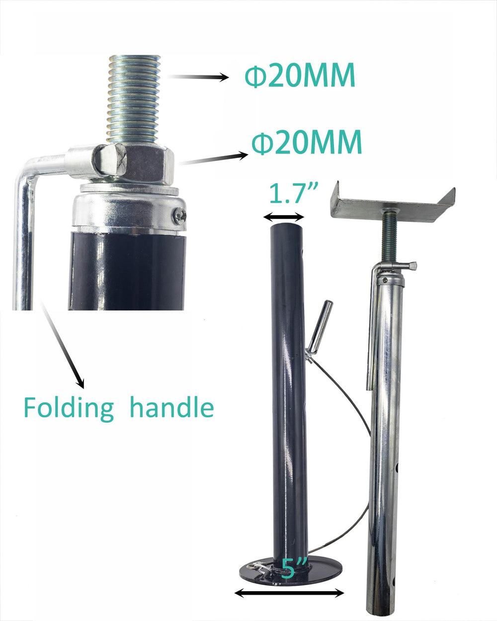 X-Haibei heavy-duty steel RV jack with zinc coating for longevity.
