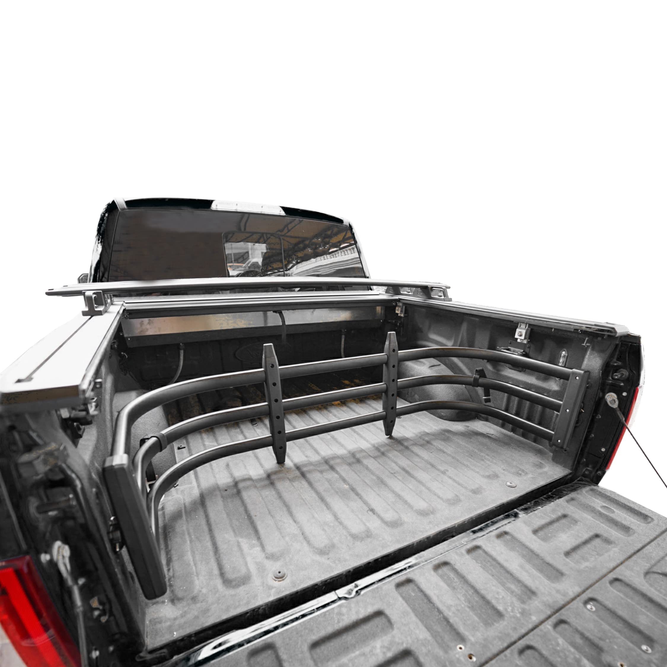 X-terrain bed extender close-up shows sturdy U-shape design for secure loads