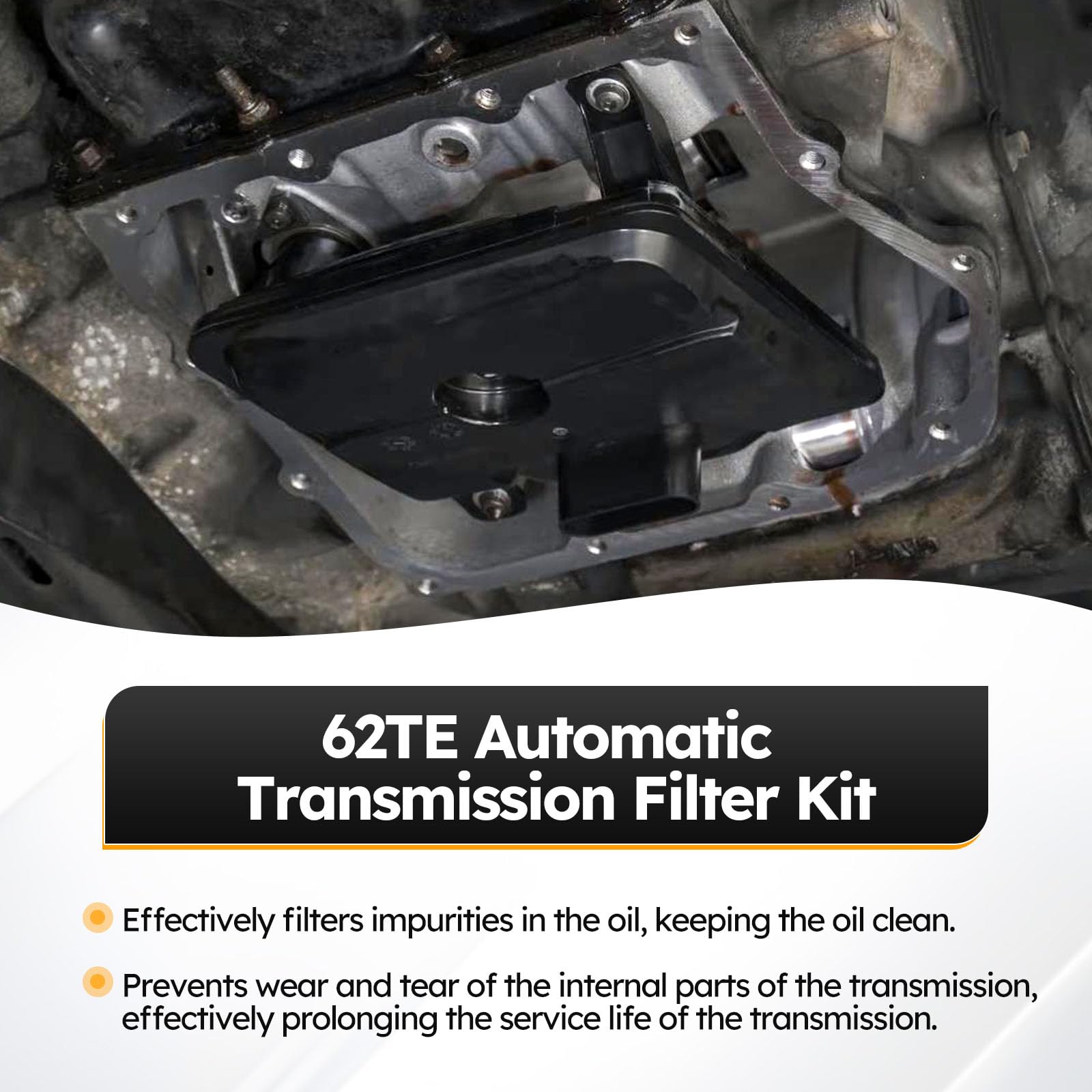 X4XZ 62TE transmission filter and gasket, side view with seals
