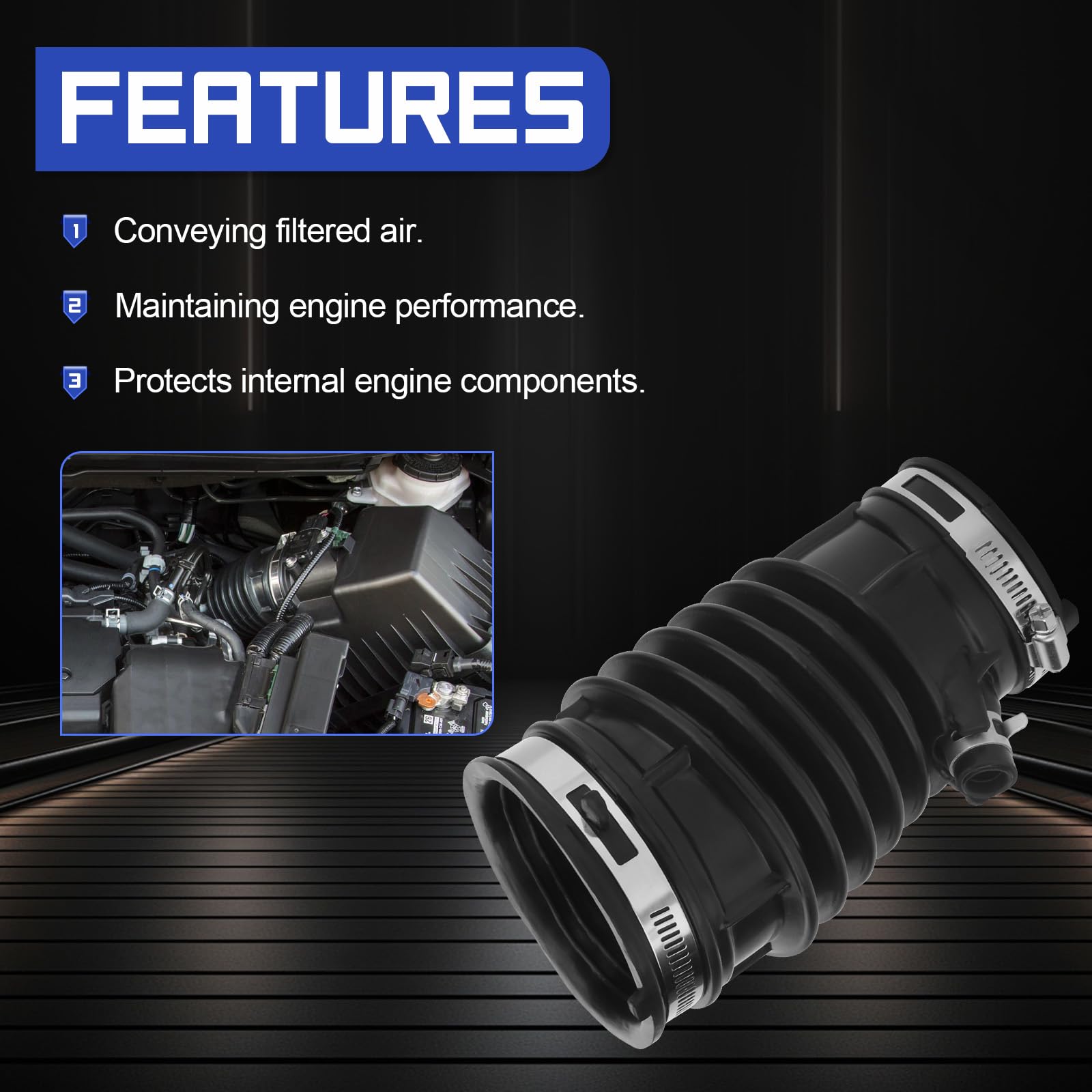 Packaging includes air intake hose and clamps from X4XZ