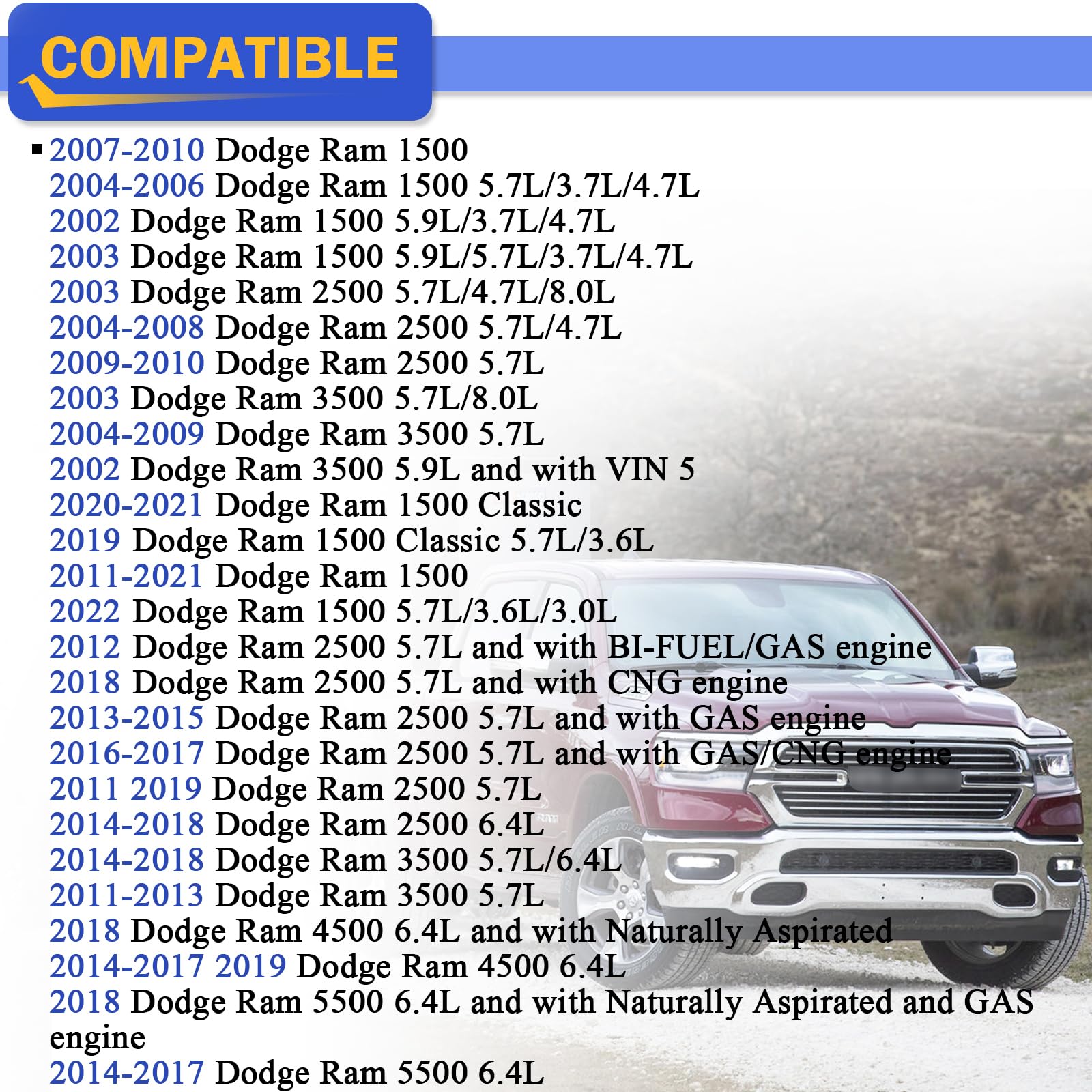 X4XZ CA9401 air filter side view showing compact fit for RAM trucks