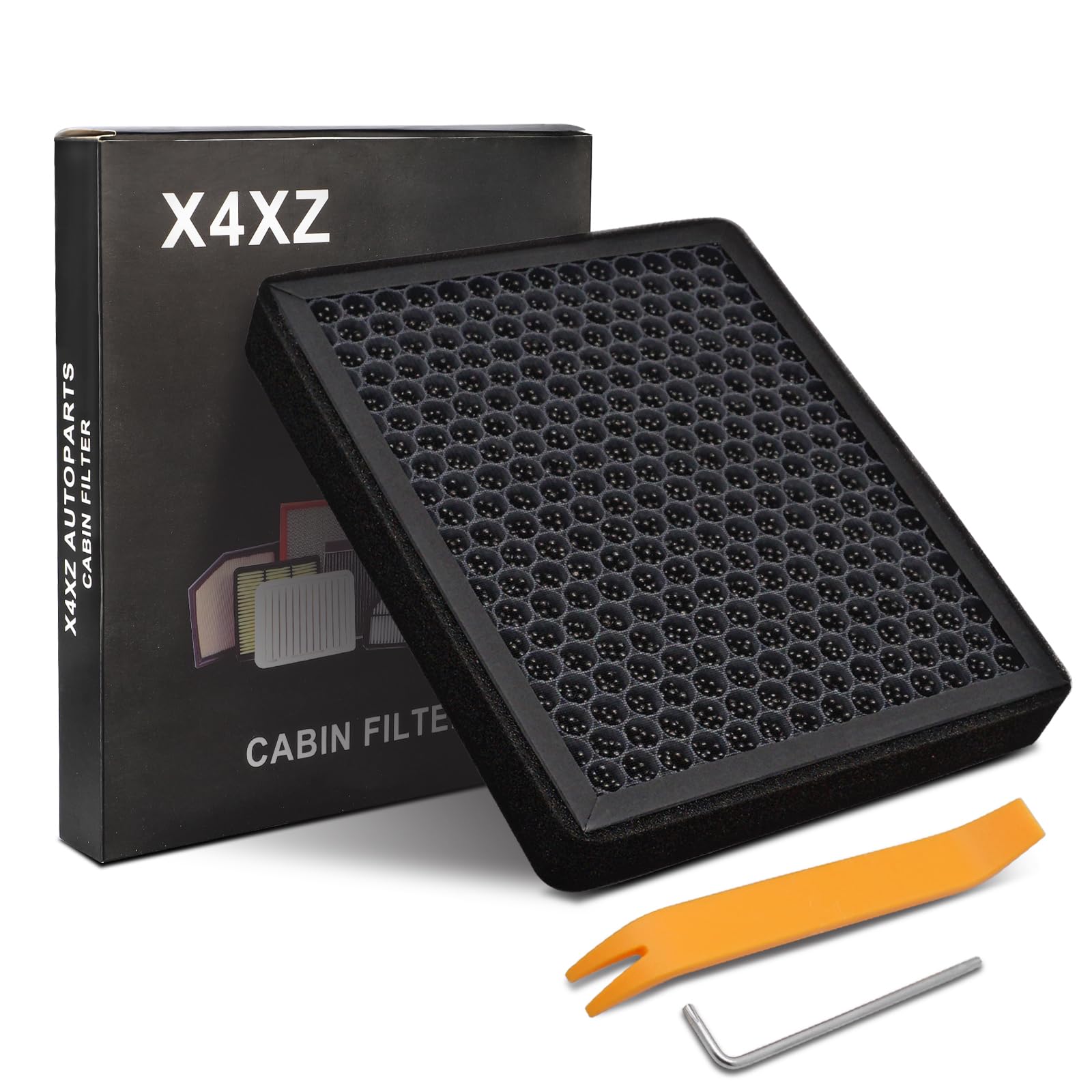 X4XZ CF11966 cabin air filter front view for cleaner cabin air.