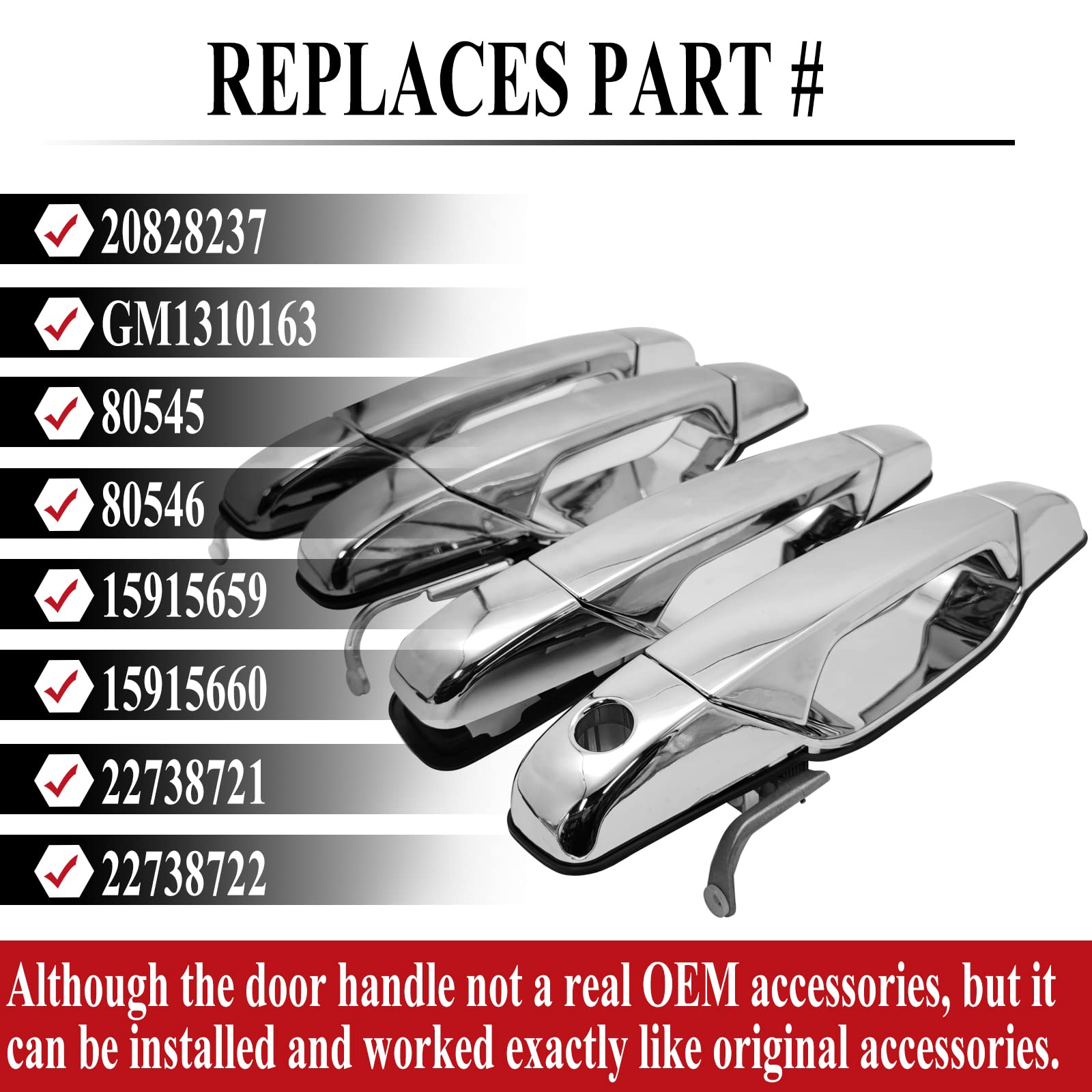 X4XZ chrome exterior door handle rear left, durable replacement for Silverado