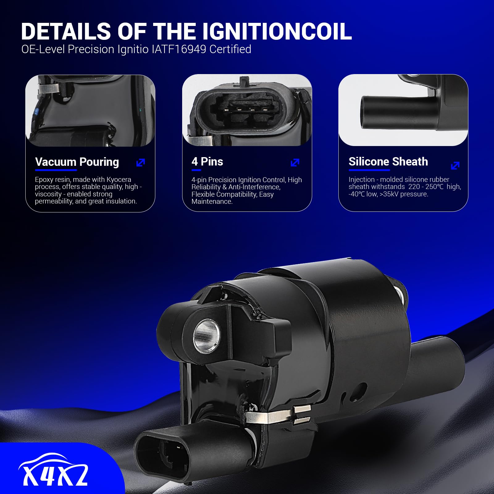 X4XZ complete ignition kit image featuring coils, plugs, wires, and buckles.